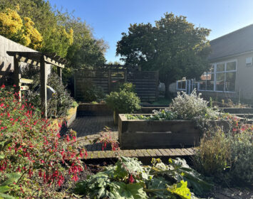 Raised flowerbeds are wheelchair accessible